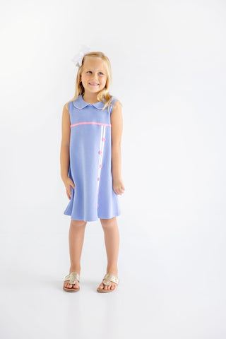Luanne's Lunch Dress (Knit) – Park City Periwinkle/Worth Ave White/Hamptons Hot Pink | The Beaufort Bonnet Company-Girls Dresses-Simply Blessed Children's Boutique