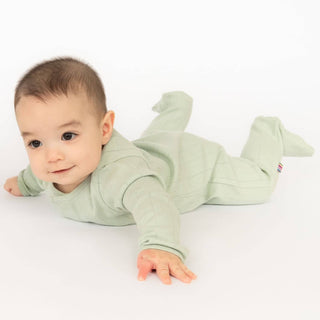 Magnetic Me Sea Grass Green Love Lines Pointelle Footie-Infants-Simply Blessed Children's Boutique