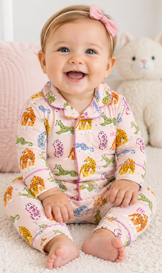 Magnetic Me Leopard Queens Right Fit Pant Romper Coverall Pajama with Piping-Infants-Simply Blessed Children's Boutique