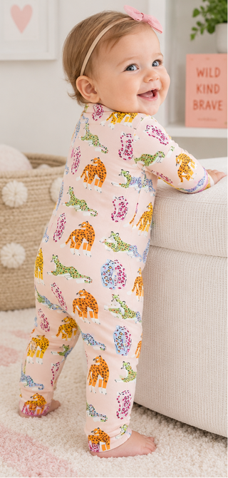 Magnetic Me Leopard Queens Right Fit Pant Romper Coverall Pajama with Piping-Infants-Simply Blessed Children's Boutique