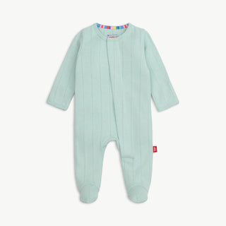 Magnetic Me Sea Grass Green Love Lines Pointelle Footie