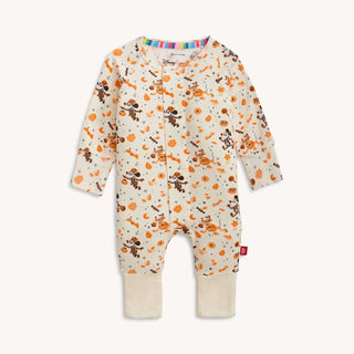 Mickey Mouse Halloween convertible coverall with pumpkins, candy, and moons by Magnetic Me, made in soft TENCEL™ Modal fabric.