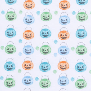 Magnolia Baby Pumpkin Party Light Blue Print Zip Footie - Simply Blessed Children's Boutique