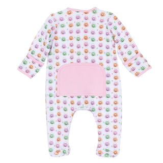 Magnolia Baby Pumpkin Party Pink Print Zip Footie - Simply Blessed Children's Boutique