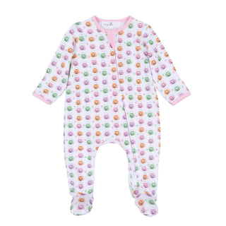 Magnolia Baby Pumpkin Party Pink Print Zip Footie - Simply Blessed Children's Boutique