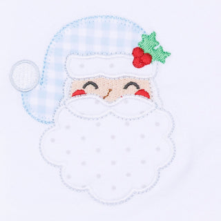 Magnolia Baby Sweet St Nick Applique Light Blue Baby Boy First Christmas Footie-Infants-Simply Blessed Children's Boutique