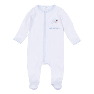 Magnolia Baby Sweet St Nick Applique Light Blue Baby Boy First Christmas Footie-Infants-Simply Blessed Children's Boutique