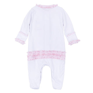 Magnolia Baby Sweet St Nick Applique Pink Baby Girl First Christmas Ruffle Footie-Infants-Simply Blessed Children's Boutique