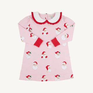 Maude's Ruffle Cassidy Comfy Crewneck Dress – Dear Santa | Palm Beach Pink/Worth Ave White-Girls Dresses-Simply Blessed Children's Boutique