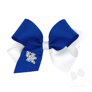 Medium Two-tone Collegiate Embroidered Grosgrain UK Hair Bow-Hair Accessories-Simply Blessed Children's Boutique