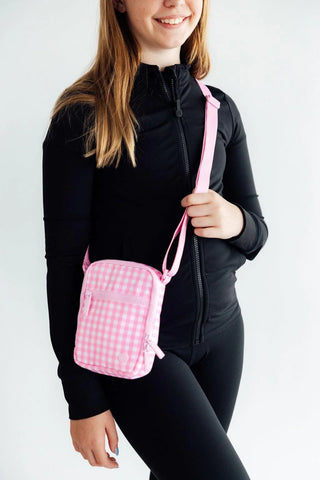 Mila & Rose Pink Gingham Go-Getter Crossbody Bag-Bags-Simply Blessed Children's Boutique