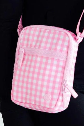 Mila & Rose Pink Gingham Go-Getter Crossbody Bag-Bags-Simply Blessed Children's Boutique