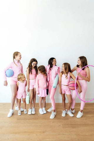Mila & Rose Pink Gingham Go-Getter Active Leggings-Girls Leggings/Bottoms-Simply Blessed Children's Boutique