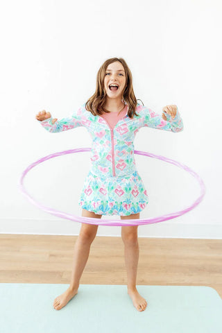 Mila & Rose Turquoise and Pink Happy Hearts Full-Zip Active Ruffle Jacket-Girls Jackets/Coats-Simply Blessed Children's Boutique