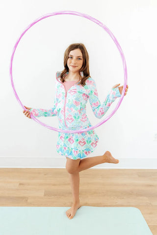 Mila & Rose Turquoise and Pink Happy Hearts Full-Zip Active Ruffle Jacket-Girls Jackets/Coats-Simply Blessed Children's Boutique