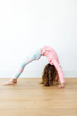 Mila & Rose Turquoise and Pink Happy Hearts Active Leggings-Girls Leggings/Bottoms-Simply Blessed Children's Boutique