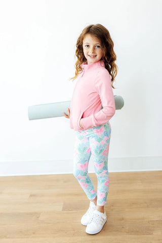 Mila & Rose Turquoise and Pink Happy Hearts Active Leggings-Girls Leggings/Bottoms-Simply Blessed Children's Boutique