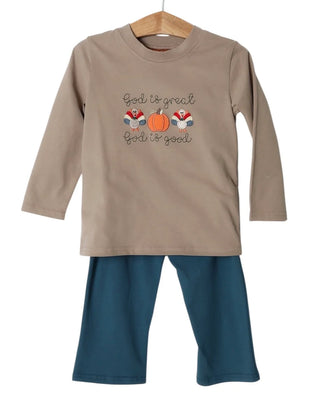 Millie Jay Boys "God is Great" Thanksgiving Turkey Shirt and Pant Set-Boys Outfit Sets-Simply Blessed Children's Boutique