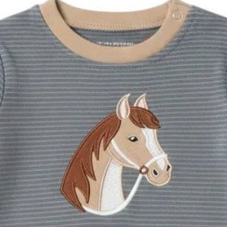 Millie Jay Baby Boys Long Sleeve Horse Applique Romper-Infants-Simply Blessed Children's Boutique