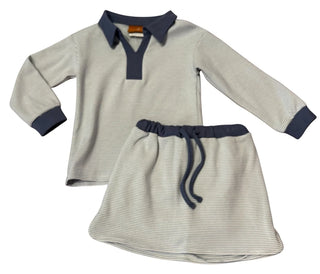 Millie Jay Girls Long Sleeve Navy Stripe Top and Skort Set-Girls Outfit Sets-Simply Blessed Children's Boutique
