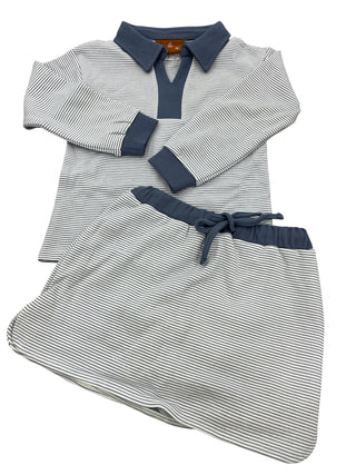 Millie Jay Girls Long Sleeve Navy Stripe Top and Skort Set-Girls Outfit Sets-Simply Blessed Children's Boutique