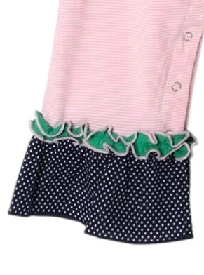 Millie Jay Pink Striped Tractor Applique Jay Ruffle Romper-Girls One-Piece-Simply Blessed Children's Boutique