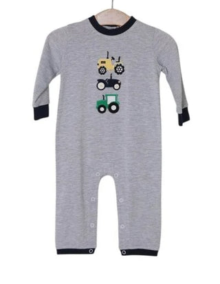 Millie Jay Baby Boys Navy Long Sleeve Tractor Trio Romper-Infants-Simply Blessed Children's Boutique