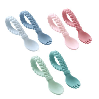 Mint Sweetie Spoons™ Spoon + Fork Set-Baby Accessories-Simply Blessed Children's Boutique