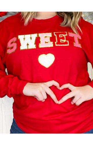 Mom & Me Chenille Patch Long Sleeve Sweet Heart Shirt - Simply Blessed Children's Boutique