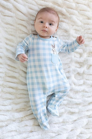 Mud Pie Baby Boy Blue Bunny Pocket Sleeper-Infants-Simply Blessed Children's Boutique