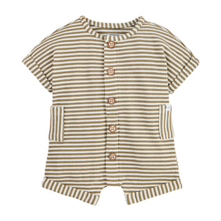 Mud Pie Baby Boys' Olive Striped Shortall-Infants-Simply Blessed Children's Boutique