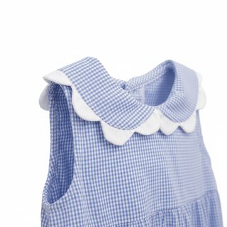Mud Pie Baby Girl’s Blue Gingham Scallop Bubble-Infants-Simply Blessed Children's Boutique