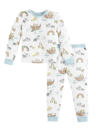 Mud Pie Blue Noah's Ark Pajama Set-Boys Sleepwear-Simply Blessed Children's Boutique