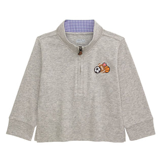 Mud Pie Boys' Gray Sports Quarter Zip Sweatshirt-Boys Sweatshirt/Pullover-Simply Blessed Children's Boutique