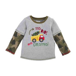 Mud Pie Boy's Tee -This Dude Loves Christmas-Boys Long Sleeve Shirts-Simply Blessed Children's Boutique