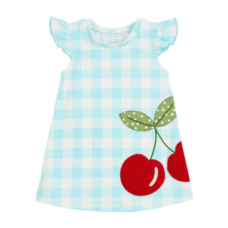 Mud Pie Cherry Flutter Sleeve Dress-Girls Dresses-Simply Blessed Children's Boutique