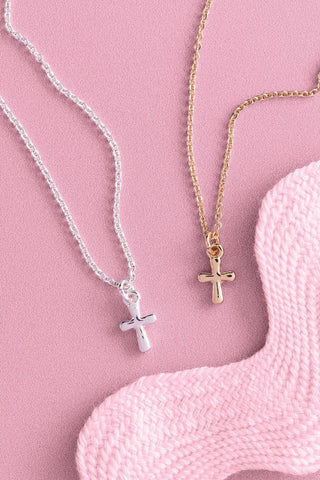 Mud Pie Dainty Cross Necklace – Elegant Gold or Silver Keepsake-Girls Necklace-Simply Blessed Children's Boutique