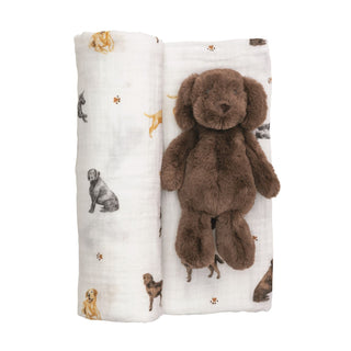 Mud Pie Dog Swaddle and Rattle Sets-Baby Accessories-Simply Blessed Children's Boutique