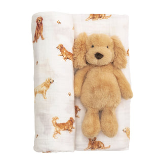 Mud Pie Dog Swaddle and Rattle Sets-Baby Accessories-Simply Blessed Children's Boutique