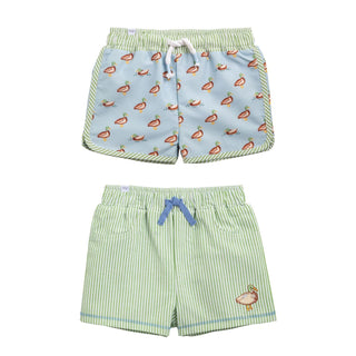 Mud Pie Duck Print Swim Trunks-Boys Swimwear-Simply Blessed Children's Boutique