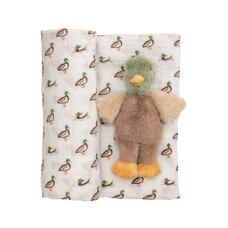 Mud Pie Farm Animal Swaddle and Rattle Sets-Baby Accessories-Simply Blessed Children's Boutique