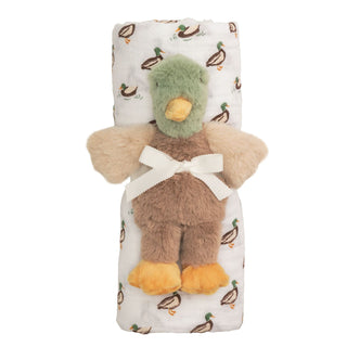 Mud Pie Farm Animal Swaddle and Rattle Sets-Baby Accessories-Simply Blessed Children's Boutique