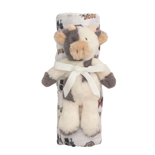 Mud Pie Farm Animal Swaddle and Rattle Sets-Baby Accessories-Simply Blessed Children's Boutique