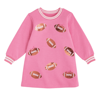 Mud Pie Girls Football Sequin Sweatshirt Dress - Simply Blessed Children's Boutique