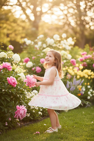 Mud Pie Girls Pink Blossom Tiered Dress – Gingham & Dobby Easter Dress-Girls Dresses-Simply Blessed Children's Boutique