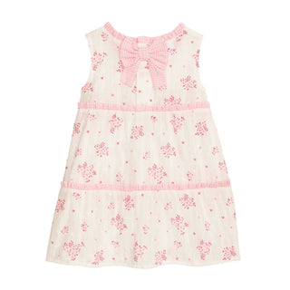 Mud Pie Girls Pink Blossom Tiered Dress – Gingham & Dobby Easter Dress-Girls Dresses-Simply Blessed Children's Boutique