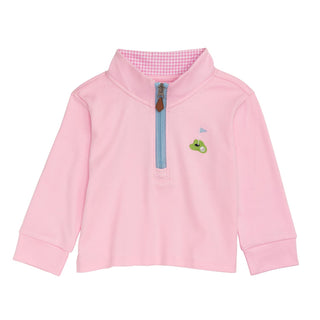 Mud Pie Girls' Pink Golf Quarter Zip Sweatshirt-Girls Sweatshirt/Pullover-Simply Blessed Children's Boutique