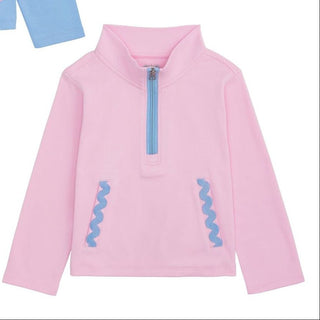 Mud Pie Girls' Ric Rac Quarter Zip Sweatshirt-Girls Sweatshirt/Pullover-Simply Blessed Children's Boutique