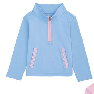 Mud Pie Girls' Ric Rac Quarter Zip Sweatshirt-Girls Sweatshirt/Pullover-Simply Blessed Children's Boutique