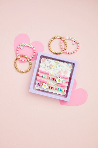 Mud Pie Kids BFF Beaded Bracelet Set – Heart & Flower Friendship Jewelry-Girls Bracelet-Simply Blessed Children's Boutique